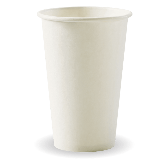 BioPak White Single Wall Hot BioCups – 350ml - 12oz – 80mm rim – carton of 1,000