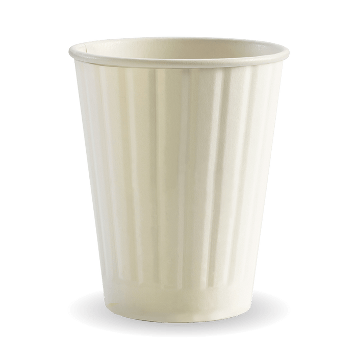 BioPak White Double Wall Hot BioCups – 390ml - 12oz – 90mm rim – carton of 1,000