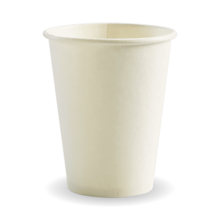 BioPak White Single Wall Hot BioCups – 390ml - 12oz – 90mm rim – carton of 1,000