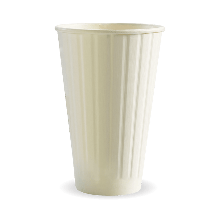 BioPak White Double Wall Hot BioCups – 460ml - 16oz – 90mm rim – carton of 600