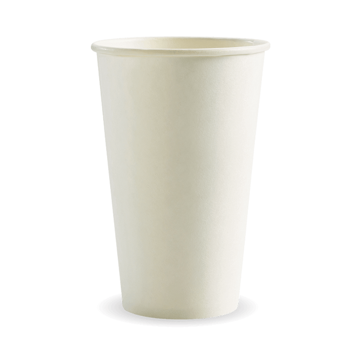 BioPak White Single Wall Hot BioCups – 510ml - 16oz – 90mm rim – carton of 1,000