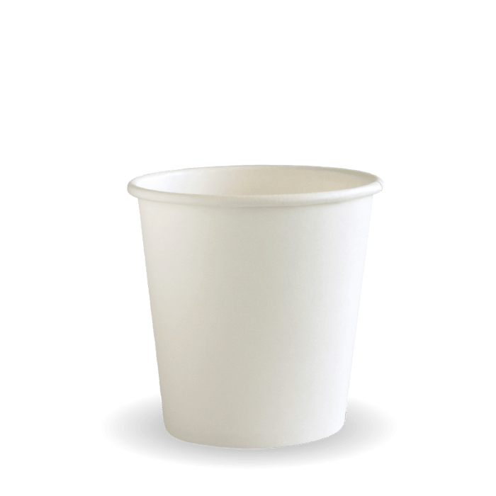 BioPak White Single Wall Hot BioCups – 120ml - 4oz – 63mm rim – carton of 2,000