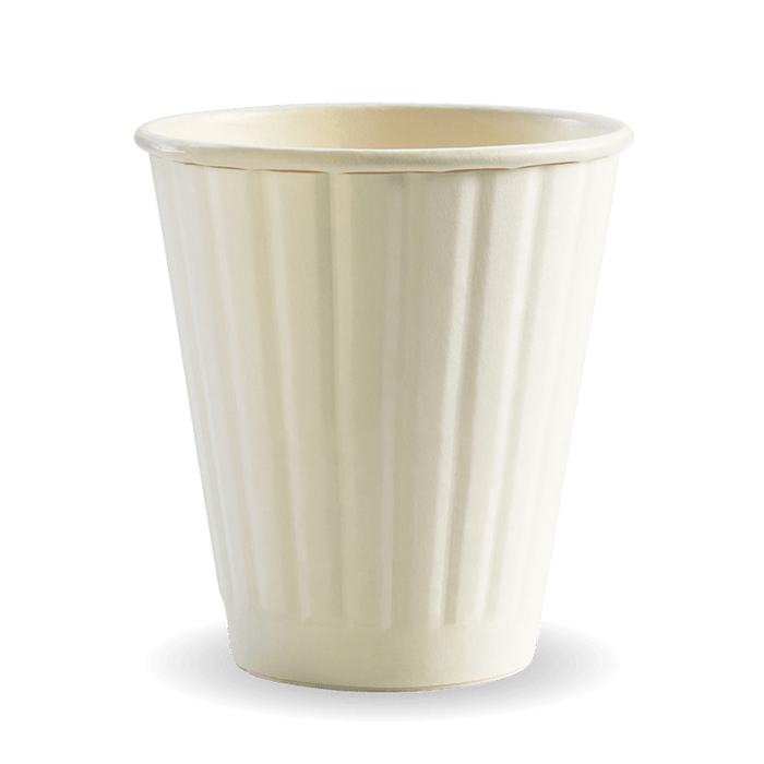BioPak White Double Wall Hot BioCups – 295ml - 8oz – 90mm rim – carton of 1,000