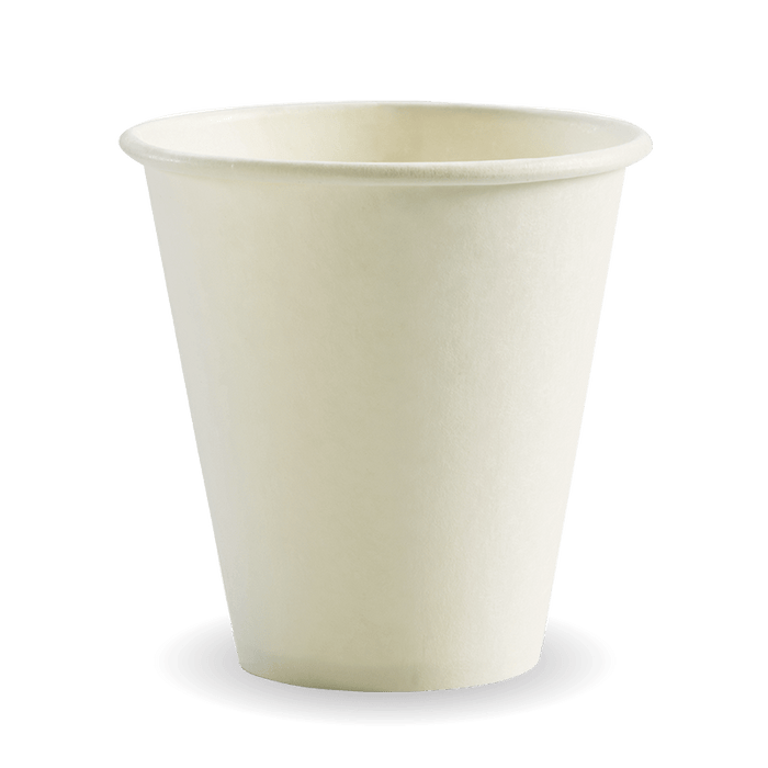 BioPak White Single Wall Hot BioCups – 280ml - 8oz – 90mm rim – carton of 1,000