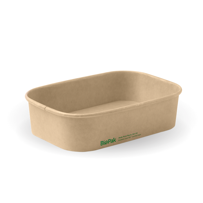 BioPak BioBoard Rectangular Container Bases – 500ml Kraft BioBoard Takeaway Base – carton of 300