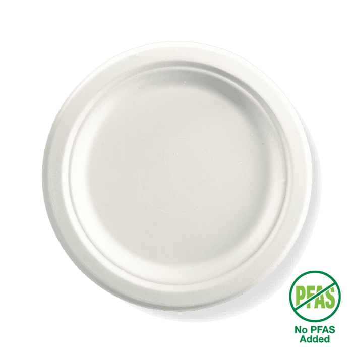 BioPak BioCane Plates – 23cm - 9" Round Plant Fibre Plates – carton of 500