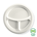 BioPak BioCane Plates – 25cm - 10" 3-Compartment Round Plant Fibre Plate – carton of 500