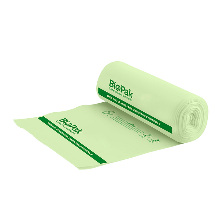 BioPak Compostable Bin Liners – 8L Bioplastic Bag – carton of 1,000