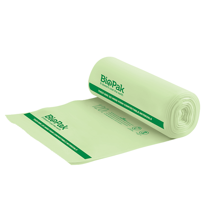 BioPak Compostable Bin Liners – 120L Bioplastic Bag – carton of 144