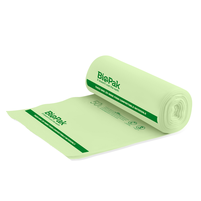BioPak Compostable Bin Liners – 50L Bioplastic Bag – carton of 540