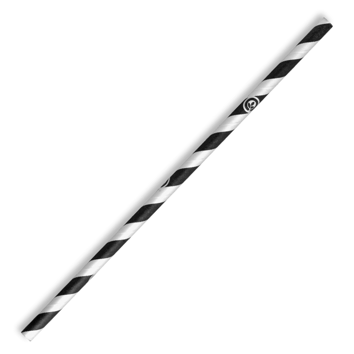 BioPak Regular Paper BioStraws – 6mm Regular Black Stripe BioStraw – carton of 2,500