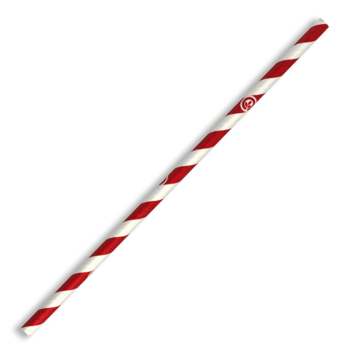 BioPak Regular Paper BioStraws – 6mm Regular Red Stripe BioStraw – carton of 2,500