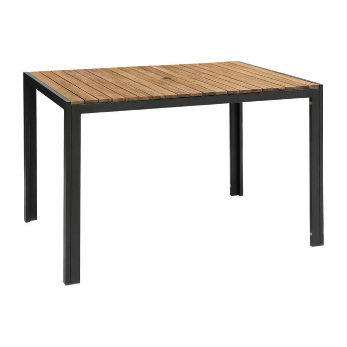 Bolero Acacia Wood and Steel Rectangular Table 1200mm - DS153 - Simply Hospitality NZ