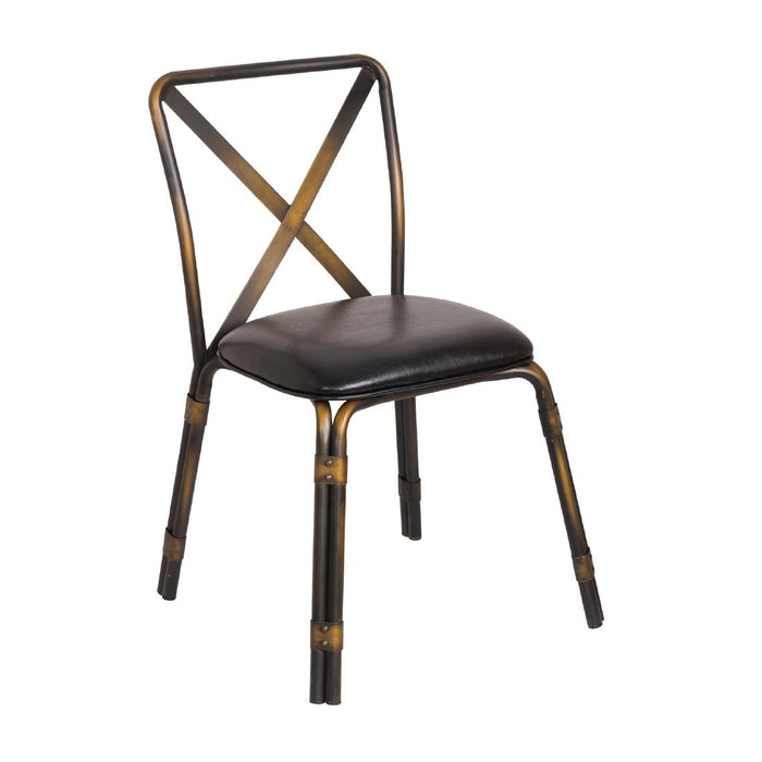 Bolero Antique Copper Steel Chairs with Black PU Seat (Pack of 4) - GM648 - Simply Hospitality NZ