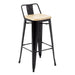 Bolero Bistro Metal High Bar Stool with Wooden Seat Pad and Back Rest Black (Pack of 4) - FB623 - Simply Hospitality NZ