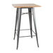 Bolero Bistro Metal Square Bar Table Gun Metal Grey with Wooden Top 600mm - FB596 - Simply Hospitality NZ