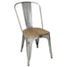 Bolero Bistro Side Chairs with Wooden Seat Pad Galvanised Steel (4 Pack) - GM642 - Simply Hospitality NZ