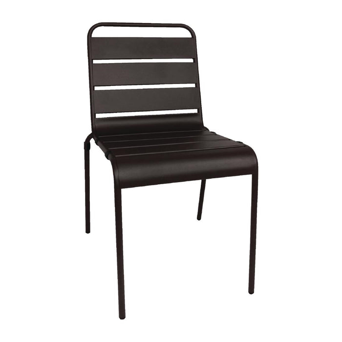 Bolero Black Slatted Steel Side Chairs (Pack of 4) - CS728 - Simply Hospitality NZ