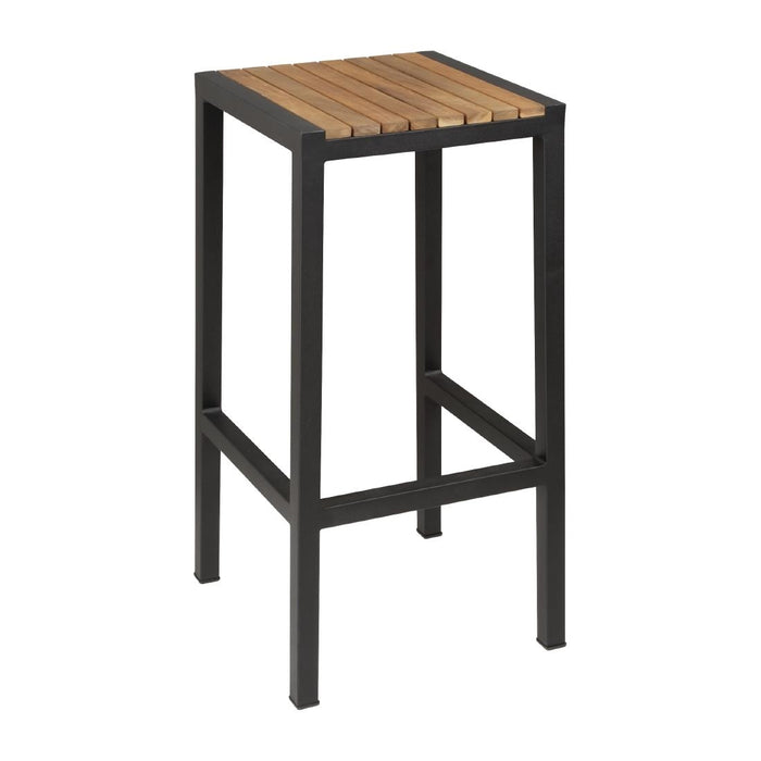 Bolero Black Steel & Acacia Wood Bar Stools (Pack of 2) - DS156 - Simply Hospitality NZ