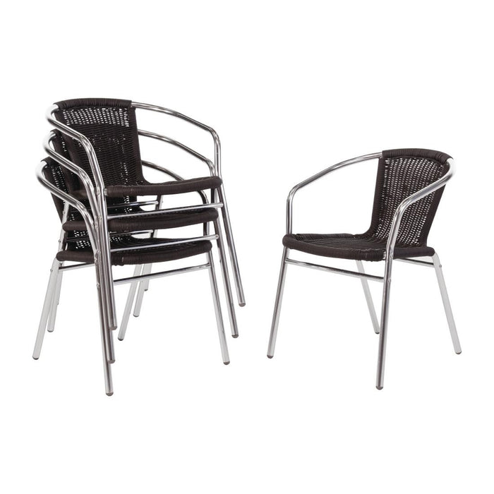 Bolero Black Wicker Chair with Aluminium Frame (Pack 4) - U507 - Simply Hospitality NZ