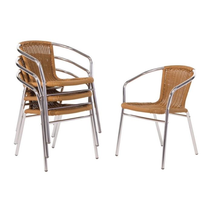 Bolero Natural Wicker Chair with Aluminium Frame (Pack 4) - U422 - Simply Hospitality NZ