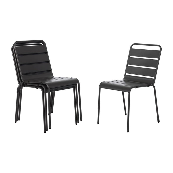 Bolero Slatted Steel Side Chairs Grey (Pack of 4) - CS727 - Simply Hospitality NZ