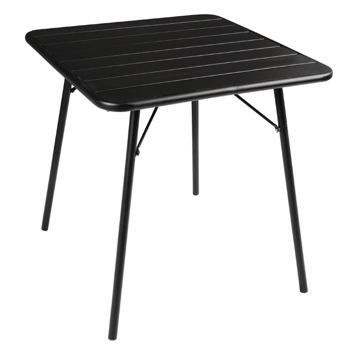 Bolero Square Slatted Steel Table Black 700mm - CS731 - Simply Hospitality NZ