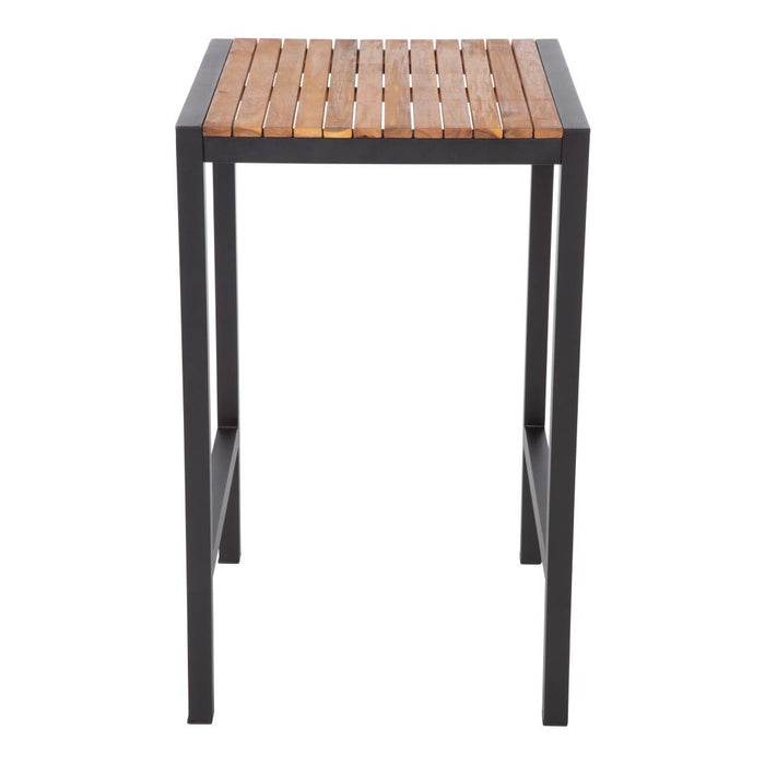 Bolero Square Steel and Acacia Bar Table 600mm - DS155 - Simply Hospitality NZ