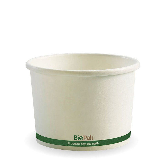 BioPak BioBoard Paper Soup Bowls – 550ml - 16oz White BioBowl
