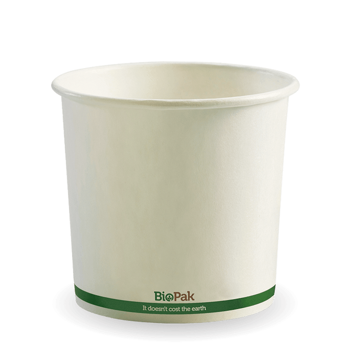 BioPak BioBoard Paper Soup Bowls – 740ml - 24oz White BioBowl