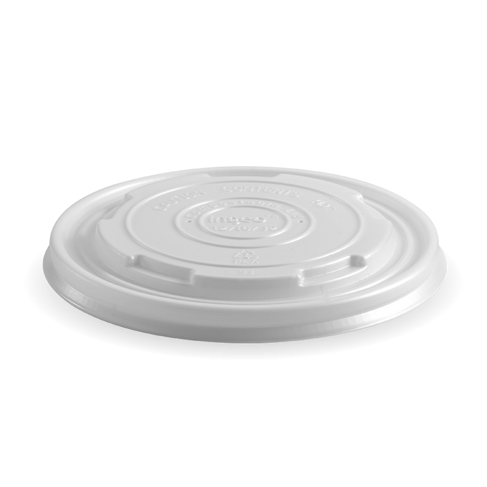 BioPak BioBoard Paper Soup Bowl Lids – 430-950ml - 12-32oz White PLA BioBowl Lid