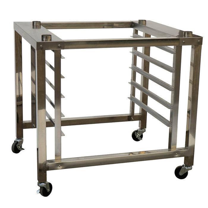 ConvectMax YXD-6A-S convection oven stand with five GN 1/1 pan runners and castors