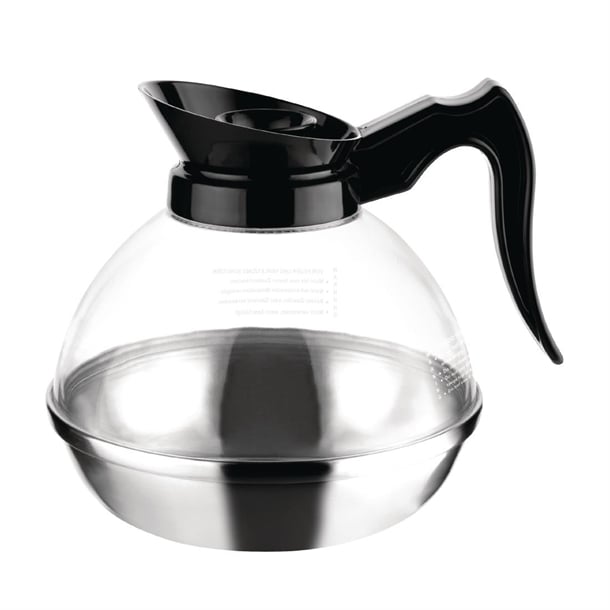 Apuro CY339 clear 1.8L commercial coffee jug with stainless steel base
