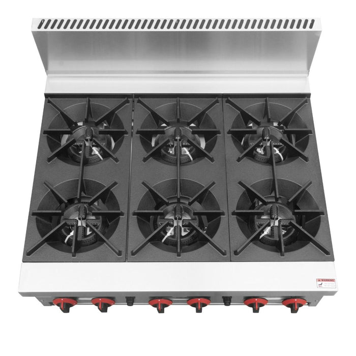 Gasmax RB-6 6 Burner Commercial Gas Cooktop - RB-6E Natural Gas - view 3 - Simply Hospitality NZ