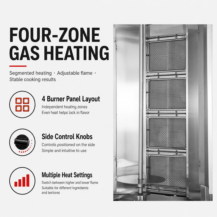 Gasmax KB-4 4 Burner Semi-Automatic Kebab Machine - KB-4LPG LPG - view 5 - Simply Hospitality NZ