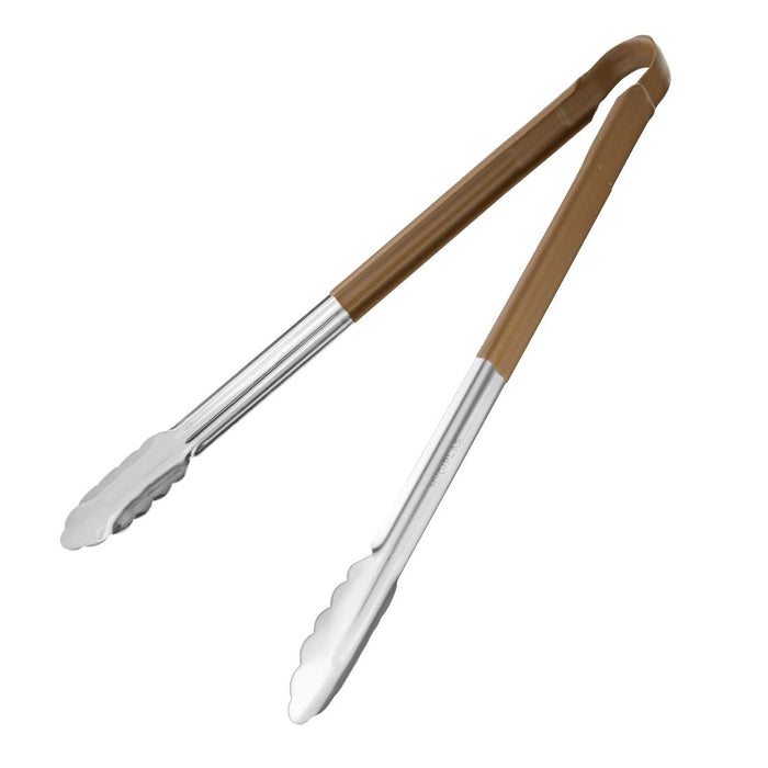 Hygiplas Colour Coded Serving Tong Brown 405mm - HC850 - Simply Hospitality NZ