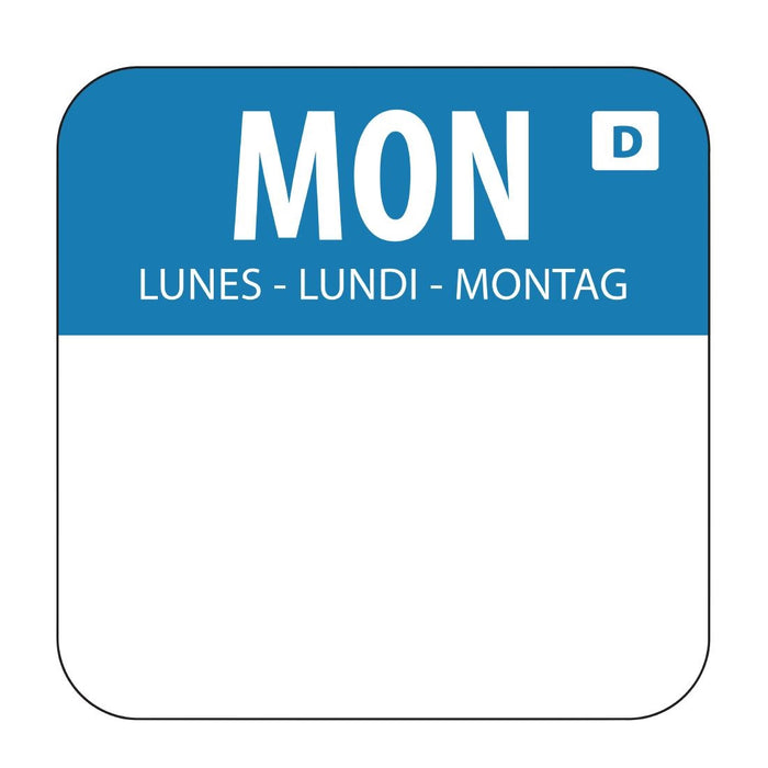 Hygiplas Dissolvable Food Rotation Labels Monday (1000 Pack) - U777 - Simply Hospitality NZ