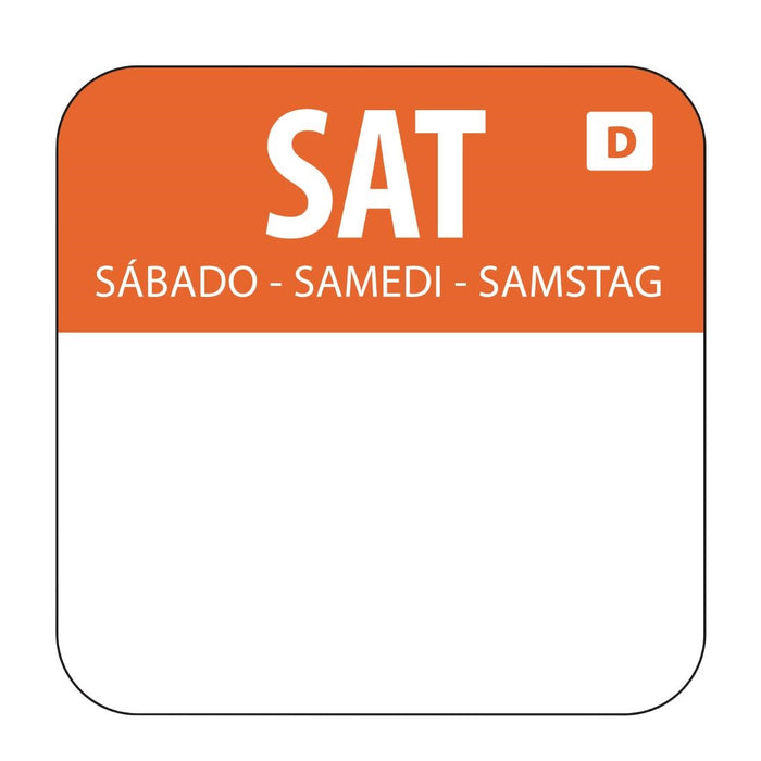 Hygiplas Dissolvable Food Rotation Labels Saturday (1000 Pack) - U782 - Simply Hospitality NZ