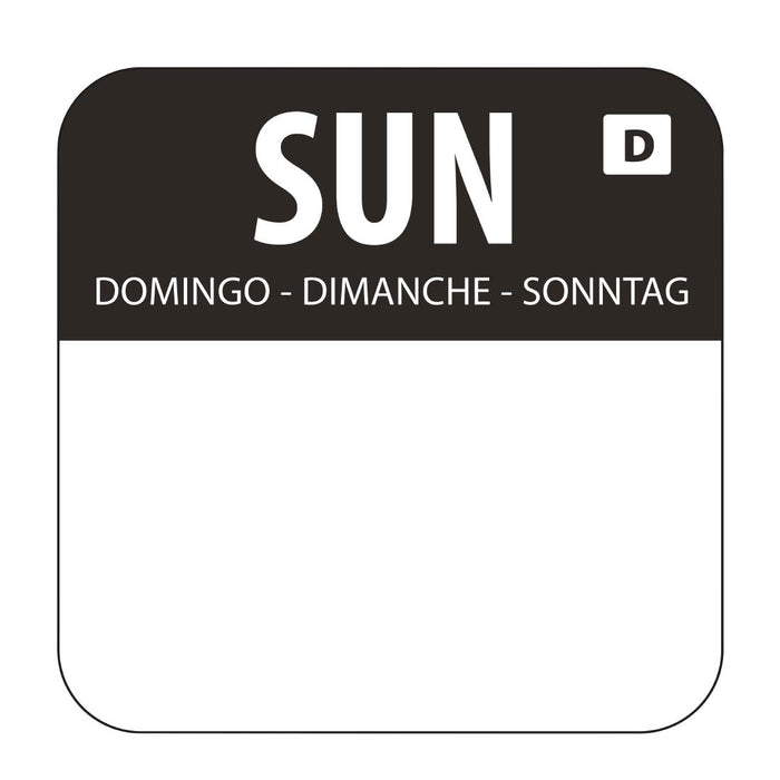 Hygiplas Dissolvable Food Rotation Labels Sunday (1000 Pack) - U783 - Simply Hospitality NZ