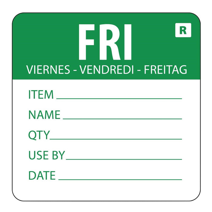 Hygiplas Removable Day of the Week Label Friday (500 Pack) - L070 - Simply Hospitality NZ