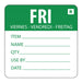 Hygiplas Removable Day of the Week Label Friday (500 Pack) - L070 - Simply Hospitality NZ