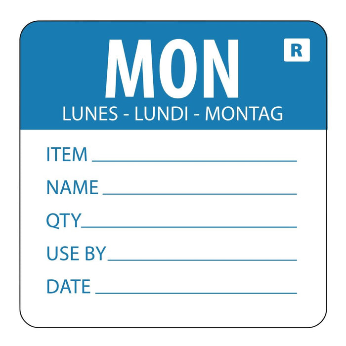 Hygiplas Removable Day of the Week Label Monday (500 Pack) - L066 - Simply Hospitality NZ