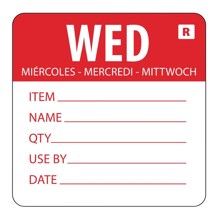 Hygiplas Removable Day of the Week Label Wednesday (500 Pack) - L068 - Simply Hospitality NZ