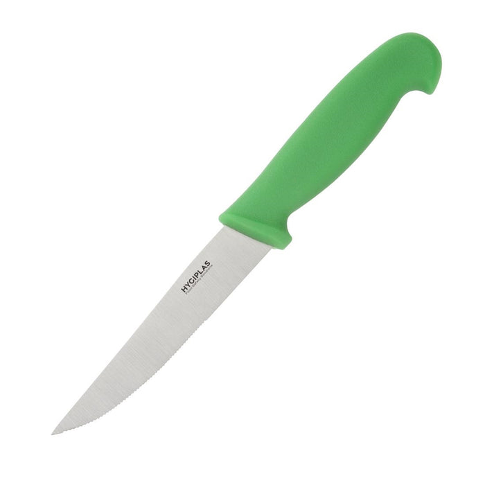 Hygiplas Serrated Vegetable Knife Green 105mm - C862 - Simply Hospitality NZ