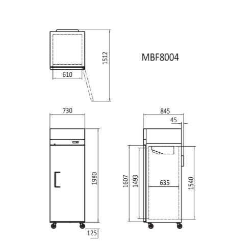 Atosa Top Mounted Upright Fridge 730mm - Single Door - MBF8004 - Image 2