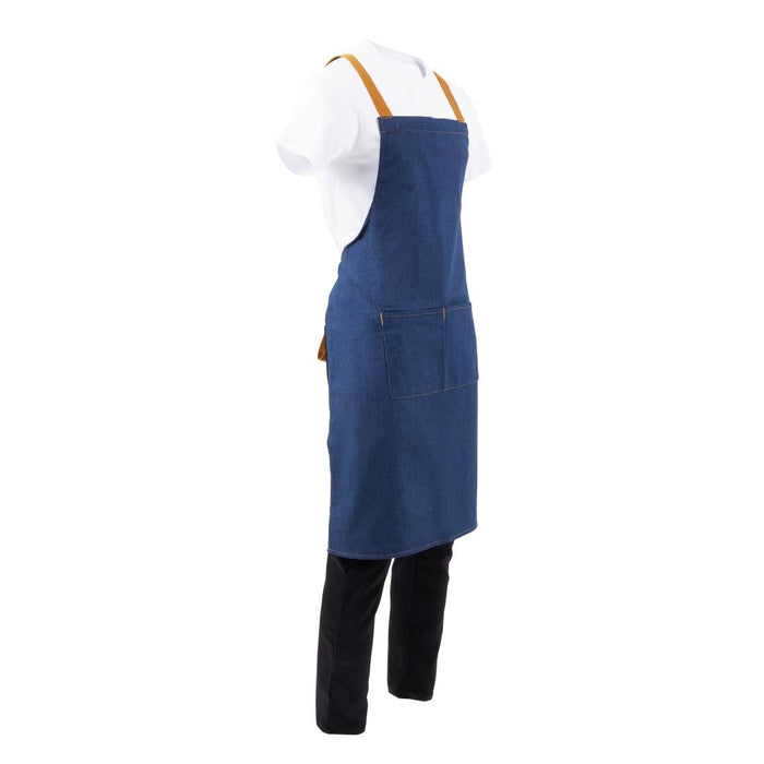 Whites Southside X-Cross Back Apron Blue Denim - B984 - Simply Hospitality NZ