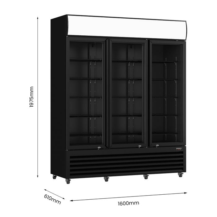 Thermaster Three Glass Door Colourbond Upright Drink Fridge - LG-1203BP - view 7