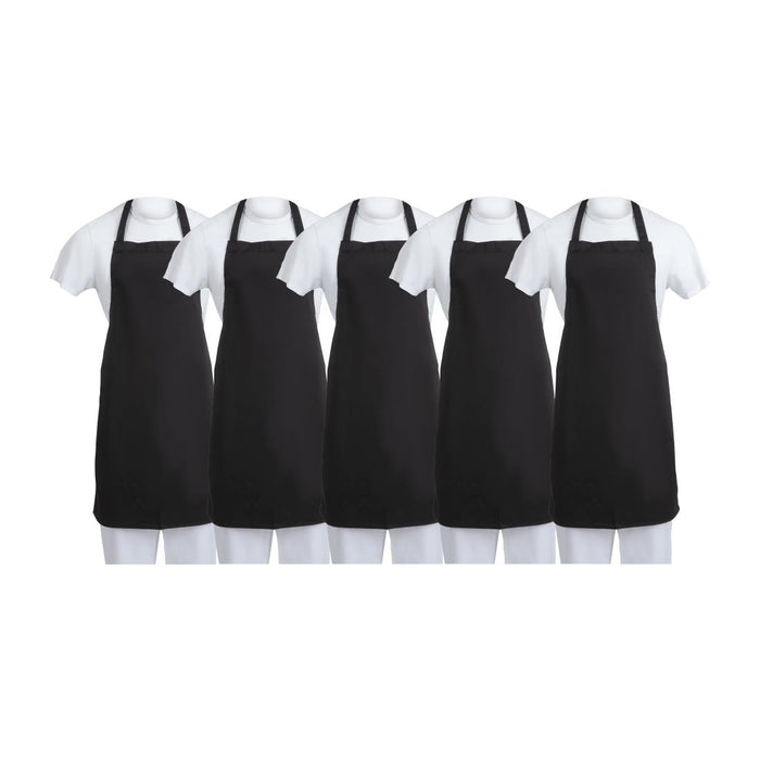 Whites Bib Apron Black - Pack of 5 - SA816 - Simply Hospitality NZ