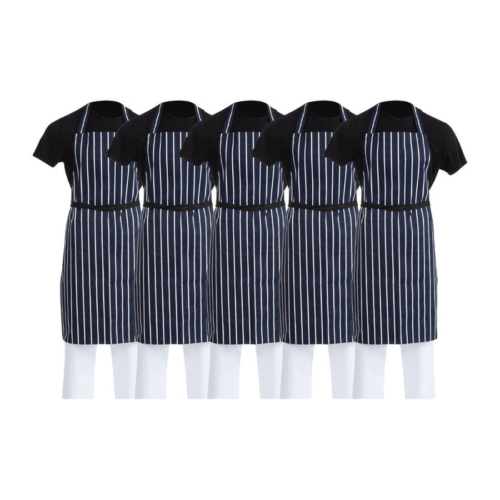 Whites Butcher’s Apron Navy Stripe – Pack of 5 - SA820 - Simply Hospitality NZ