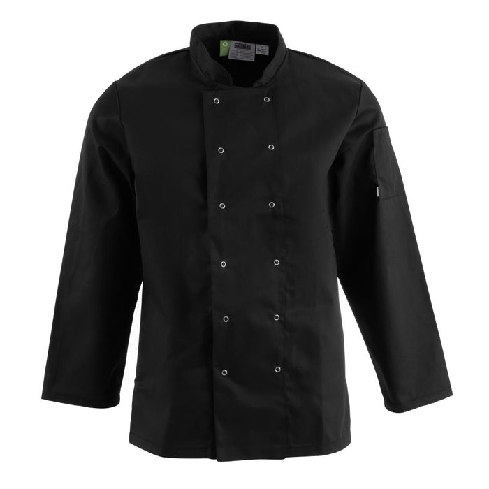 Whites Vegas Unisex Chef Jacket Long Sleeve Black - A438-XS - Simply Hospitality NZ